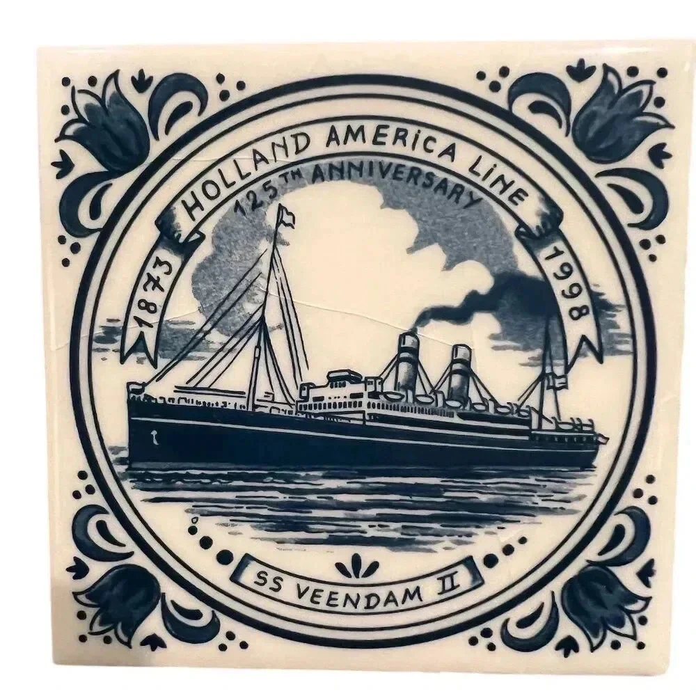 Vintage Holland America Line Porcelain Coasters‎ Set of 6